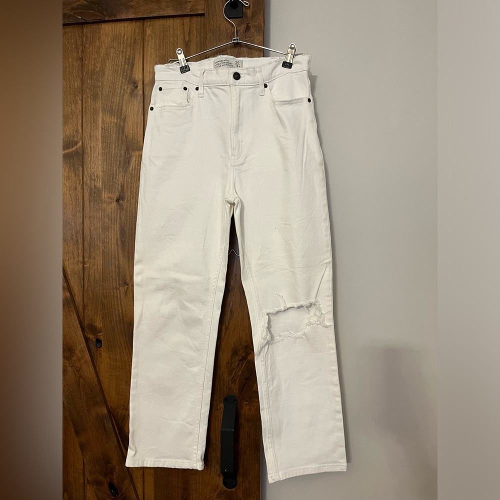 Abercrombie & Fitch White Straight Leg Jeans